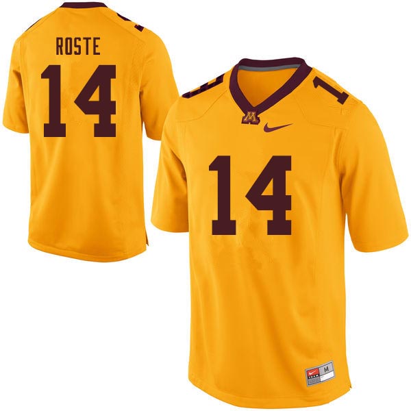 Men #14 Jaran Roste Minnesota Golden Gophers College Football Jerseys Sale-Gold